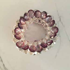 Clear & Purple Plastic Bead Stretch Bracelet